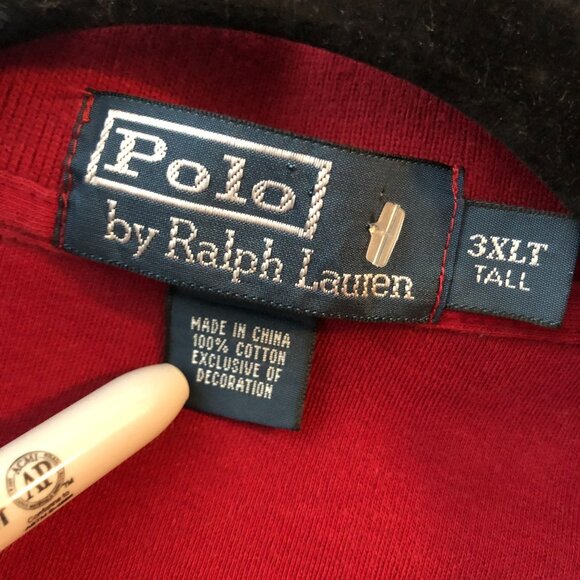 Ralph Lauren Polo Mens Red Long Sleeve Polo Shirt 3XLT Tall 100% Cotton - Picture 3 of 3